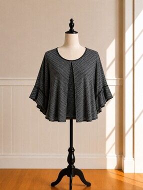 Studio JPR Black & Gray Striped Flutter Sleeve Top